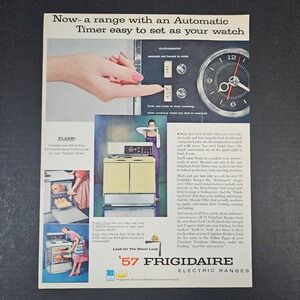 1957 Frigidaire Electric Ranges Vintage Print‎ Ad GM General Motors Sheer Look